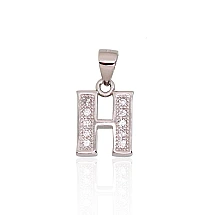 Серебряный кулон, 1.7 g, Серебро 925 проба, родий (покрытие), Цирконы