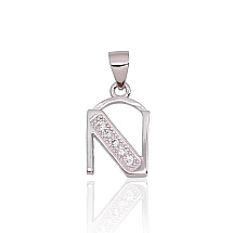 Серебряный кулон, 1.5 g, Серебро 925 проба, родий (покрытие), Цирконы