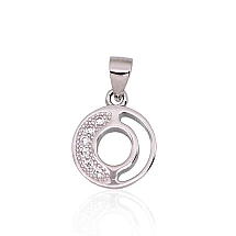 Серебряный кулон, 1.7 g, Серебро 925 проба, родий (покрытие), Цирконы