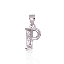 Серебряный кулон, 1.3 g, Серебро 925 проба, родий (покрытие), Цирконы