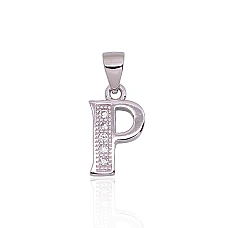 Серебряный кулон, 1.3 g, Серебро 925 проба, родий (покрытие), Цирконы