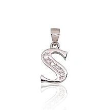 Серебряный кулон, 1.5 g, Серебро 925 проба, родий (покрытие), Цирконы