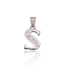 Серебряный кулон, 1.5 g, Серебро 925 проба, родий (покрытие), Цирконы