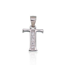 Серебряный кулон, 1.2 g, Серебро 925 проба, родий (покрытие), Цирконы