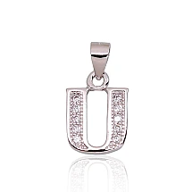 Серебряный кулон, 1.7 g, Серебро 925 проба, родий (покрытие), Цирконы