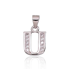 Серебряный кулон, 1.8 g, Серебро 925 проба, родий (покрытие), Цирконы