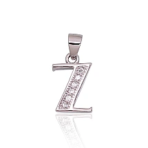 Серебряный кулон, 1.2 g, Серебро 925 проба, родий (покрытие), Цирконы