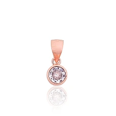 Серебряный кулон, 0.6 g, Серебро 925 проба, красное золото (покрытие), Цирконы