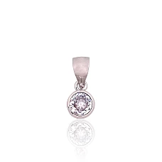 Серебряный кулон, 0.7 g, Серебро 925 проба, родий (покрытие), Цирконы