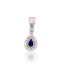 Серебряный кулон, 1 g, Серебро 925 проба, родий (покрытие), Цирконы