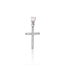Серебряный кулон, 0.7 g, Серебро 925 проба, родий (покрытие), Цирконы