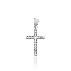 Серебряный кулон, 0.9 g, Серебро 925 проба, родий (покрытие), Цирконы