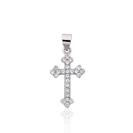 Krustiņi un ikonas, Krustiņš - Sudraba kulons, 1.4 g, Sudrabs 925 prove, rodijs (pārklājums), Cirkoni