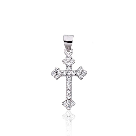 Krustiņi un ikonas, Krustiņš - Sudraba kulons, 1.5 g, Sudrabs 925 prove, rodijs (pārklājums), Cirkoni
