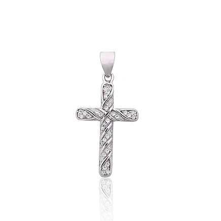 Krustiņi un ikonas, Krustiņš - Sudraba kulons, 1.4 g, Sudrabs 925 prove, rodijs (pārklājums), Cirkoni