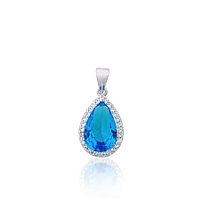 Серебряный кулон, 1.8 g, Серебро 925 проба, родий (покрытие), Цирконы