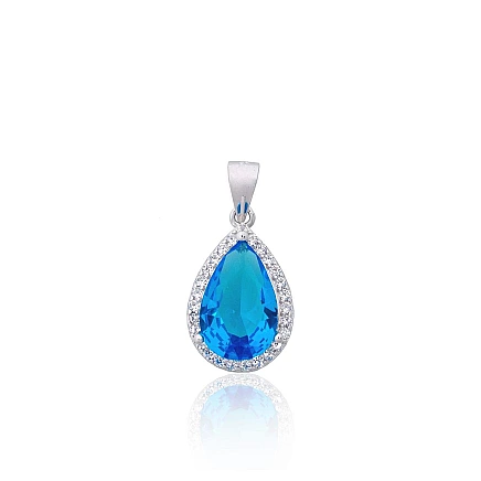 Женские,  - Серебряный кулон, 1.8 g, Серебро 925 проба, родий (покрытие), Цирконы