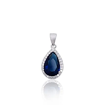 Серебряный кулон, 1.7 g, Серебро 925 проба, родий (покрытие), Цирконы