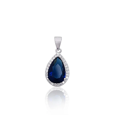 Женские,  - Серебряный кулон, 1.7 g, Серебро 925 проба, родий (покрытие), Цирконы