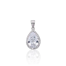 Серебряный кулон, Серебро 925 проба, родий (покрытие), Цирконы