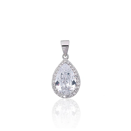 Женские,  - Серебряный кулон, 2.3 g, Серебро 925 проба, родий (покрытие), Цирконы