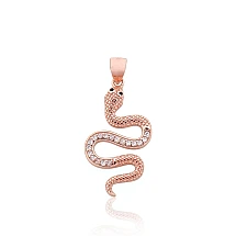 Серебряный кулон, 3.2 g, Серебро 925 проба, красное золото (покрытие), Цирконы