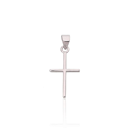 Крестики и иконки, Крестик - Серебряный кулон, 0.6 g, Серебро 925 проба, родий (покрытие)
