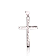 Серебряный кулон, 1.4 g, Серебро 925 проба, родий (покрытие), Цирконы