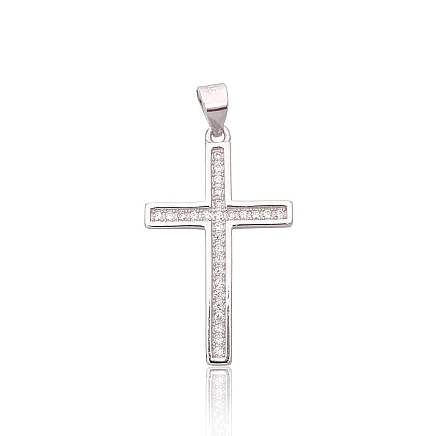 Krustiņi un ikonas, Krustiņš - Sudraba kulons, 1.5 g, Sudrabs 925 prove, rodijs (pārklājums), Cirkoni