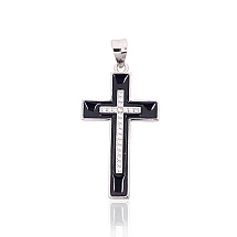 Серебряный кулон, 1.9 g, Серебро 925 проба, родий (покрытие), Цирконы , Ювелирная эмаль