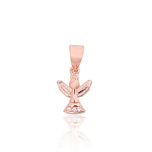 Серебряный кулон, 0.6 g, Серебро 925 проба, красное золото (покрытие), Цирконы