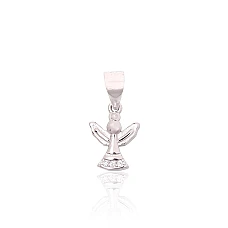 Серебряный кулон, 0.6 g, Серебро 925 проба, родий (покрытие), Цирконы