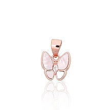 Серебряный кулон, 0.7 g, Серебро 925 проба, красное золото (покрытие), Цирконы , Перламутр