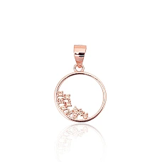 Серебряный кулон, 0.8 g, Серебро 925 проба, красное золото (покрытие), Цирконы