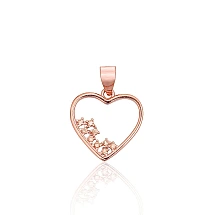 Серебряный кулон, 0.8 g, Серебро 925 проба, красное золото (покрытие), Цирконы