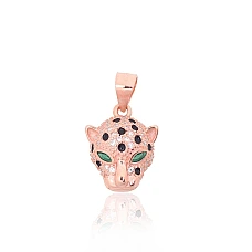 Серебряный кулон, 1.7 g, Серебро 925 проба, красное золото (покрытие), Цирконы , Ювелирная эмаль