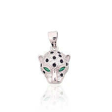 Серебряный кулон, 1.7 g, Серебро 925 проба, родий (покрытие), Цирконы , Ювелирная эмаль