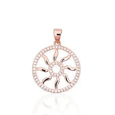 Серебряный кулон, 2.1 g, Серебро 925 проба, красное золото (покрытие), Цирконы