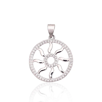 Женские,  - Серебряный кулон, 2.1 g, Серебро 925 проба, родий (покрытие), Цирконы