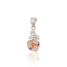 Серебряный кулон, 1.6 g, Серебро 925 проба, родий (покрытие)/, красное золото (покрытие), Цирконы
