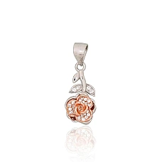 Серебряный кулон, 1.6 g, Серебро 925 проба, родий (покрытие)/, красное золото (покрытие), Цирконы