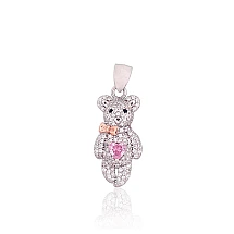 Серебряный кулон, 2.6 g, Серебро 925 проба, родий (покрытие)/, красное золото (покрытие), Цирконы