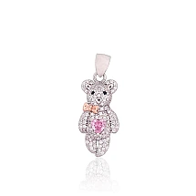 Серебряный кулон, 2.7 g, Серебро 925 проба, родий (покрытие)/, красное золото (покрытие), Цирконы
