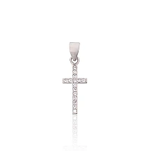Серебряный кулон, 0.6 g, Серебро 925 проба, родий (покрытие), Цирконы