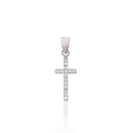 Krustiņi un ikonas, Krustiņš - Sudraba kulons, 0.6 g, Sudrabs 925 prove, rodijs (pārklājums), Cirkoni