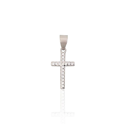 Krustiņi un ikonas, Krustiņš - Sudraba kulons, 0.6 g, Sudrabs 925 prove, rodijs (pārklājums), Cirkoni