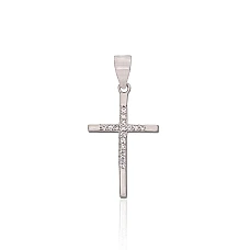 Серебряный кулон, 0.6 g, Серебро 925 проба, родий (покрытие), Цирконы