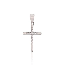 Серебряный кулон, 0.7 g, Серебро 925 проба, родий (покрытие), Цирконы