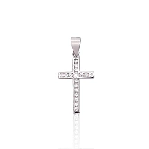Серебряный кулон, 1 g, Серебро 925 проба, родий (покрытие), Цирконы