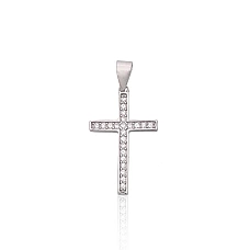Серебряный кулон, 1.1 g, Серебро 925 проба, родий (покрытие), Цирконы